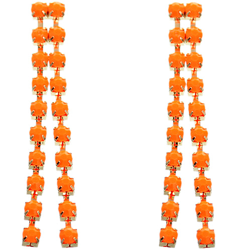 Orange Elegant Beaded Drop Earrings