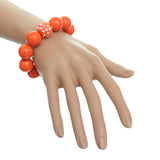 Orange Large Fireball Beaded Stretch Bracelet