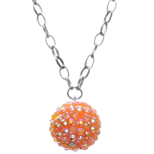 Orange Beaded Fireball Charm Chain Necklace