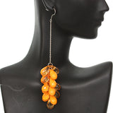 Orange Beaded Layer Drop Chain Earrings