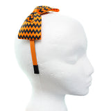 Orange Zigzag Chevron Ribbon Bow Headband