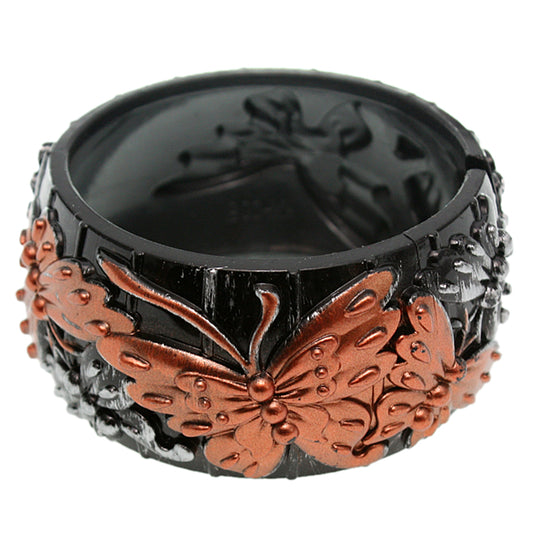 Orange Carved Butterfly Hinged Bracelet