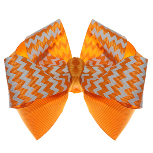 Orange Chevron Zigzag Ribbon Hair Bow