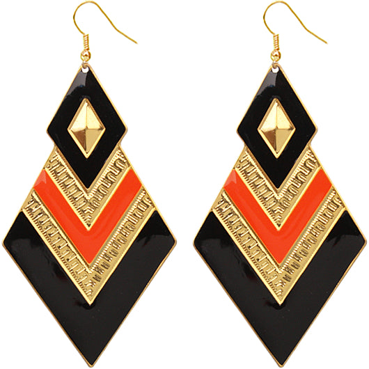 orange and black chevron earrings
