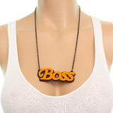 Orange Comic Laser Cutout Boss Chain Necklace