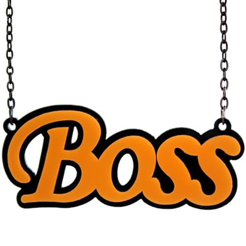 Orange Comic Laser Cutout Boss Chain Necklace