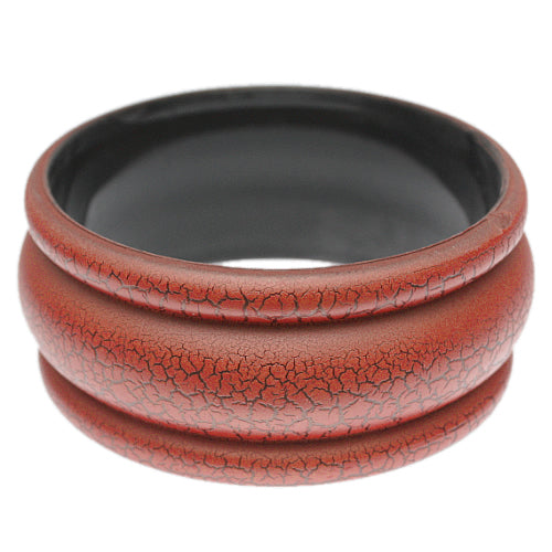 Orange Matte Crackle Bangle Bracelet