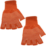 Orange Dotted Fingerless Mitten Gloves