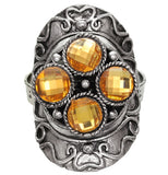 Orange Faceted Four Stone Adjustable Cocktail Ring