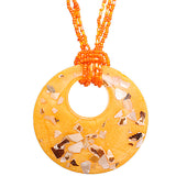 Orange Open Circle Faux Marble Beaded Necklace Set