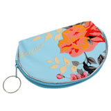 Blue Multicolor Floral Key Chain Mini Purse