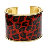 Red Cheetah Glitter Cuff Bracelet