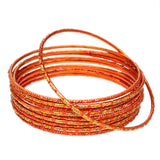 Orange Thin Glitter Stacked Bangle Bracelets