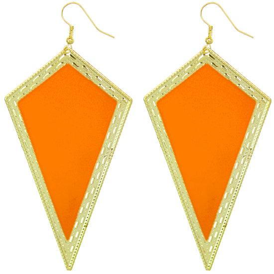 Orange Inverted Triangular Geometric Earrings