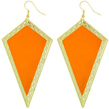 Orange Inverted Triangular Geometric Earrings
