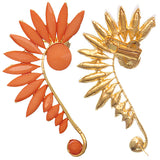 Orange Beaded Faceted Stud Cuff Earring