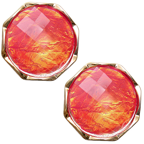 Orange Gold Iridescent Faux Gemstone Post Earrings