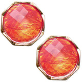 Orange Gold Iridescent Faux Gemstone Post Earrings