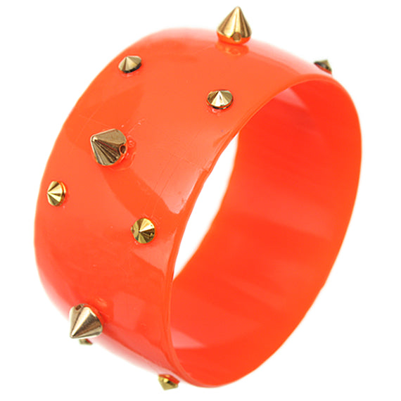 Orange Spiked Bangle Bracelet