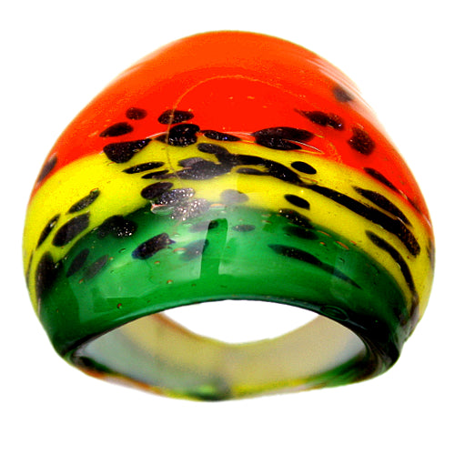 Red Multicolor Yellow Glass Ring