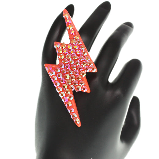 Orange Lightning Bolt Adjustable Ring