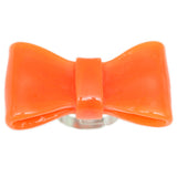 Orange Large Glossy Bow Adjustable Ring