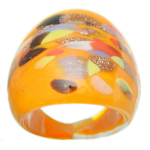 Orange Multicolor Speckled Glass Murano Ring