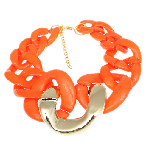 Orange Graduated Adjustable Chain Link Bracelet