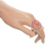 Purple Orange Circular Beaded Adjustable Ring