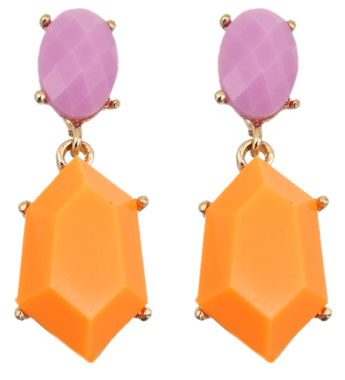 Purple Orange Two Tone Post Earrings