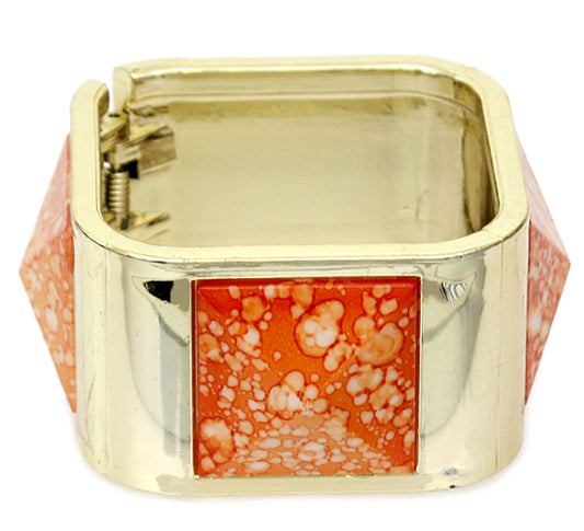 Orange Spotted Pyramid Hinged Bracelet