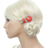 Orange Blue Swirl Polka Dot Comic Hair Clip Bow
