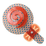 Orange Blue Swirl Polka Dot Comic Hair Clip Bow