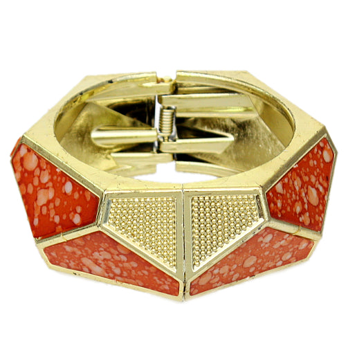 Orange Spotted Triangular Hinged Bracelet