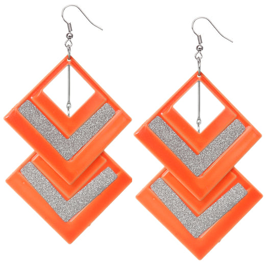 Orange Triangle Earrings