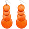 Orange Wooden Round Disc Cascade Earrings