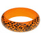 Orange Oversized Wooden Cheetah Bangle Bracelet