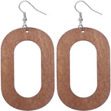Light Blue Oval Wooden Dangle Earrings