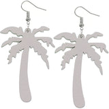 Green Brown Palm Tree Wooden Earrings