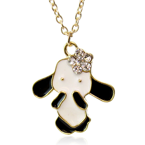 Black White Panda Pendant Chain Necklace