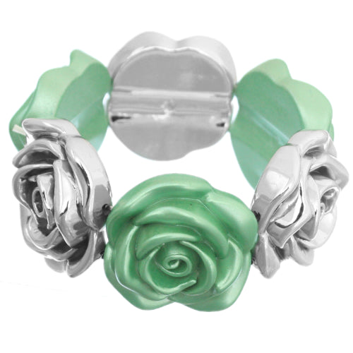 Paris Green Floral Stretch Bracelet