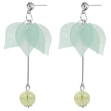 Mint Blue Tulip Petal Dangle Earrings