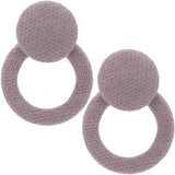 Light Purple Round Button Hoop Earrings