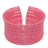 Pink Beaded Sequin Cuff Bracelet