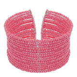 Pink Beaded Sequin Cuff Bracelet