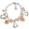 Pink Beaded Chain Link Charm Bracelet