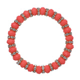 Coral Rhinestone Stretch Bead Bracelet