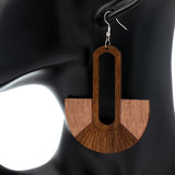 Peach Long Oval Fan Wooden Earrings