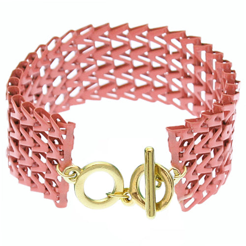 Pink Chevron Toggle Chain Bracelet