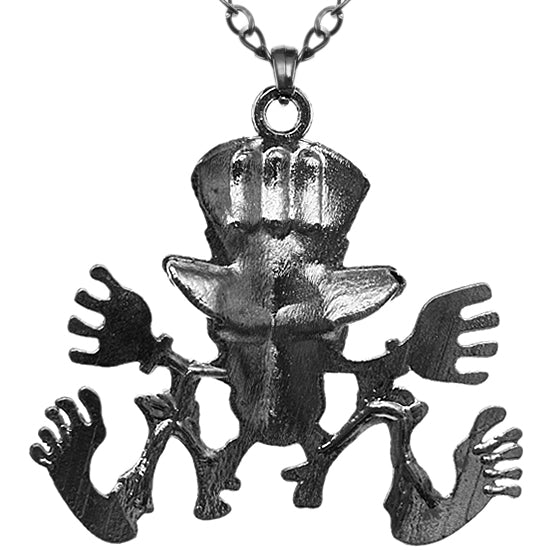 Hematite Clear Rhinestone Skeleton Charm Necklace